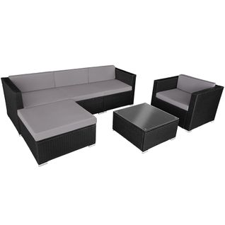 Canapé De Jardin Lounge En Rotin Noir/gris  66 X 76 X 65 Cm