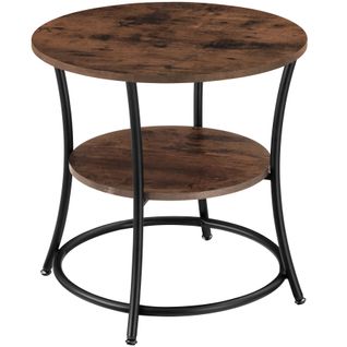 Table D'appoint Style Industriel 55 X 56 Cm Bois Foncé