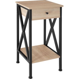 Table D'appoint Style Industriel 35 X 35 X 70,5 Cm Bois Clair