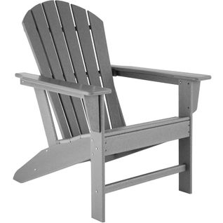 Chaise De Jardin Design Adirondack 1 Place Fauteuil D´extérieur Ergonomique Gris Clair