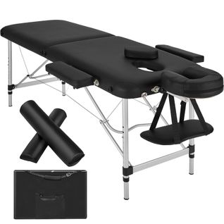 Table De Massage Portable Pliante 2 Zones Largeur De 61cm Rouleaux De Massage Noir