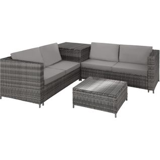 Canapé De Jardin Lounge En Rotin Gris/gris Clair  140 X 75 X 65.5 Cm