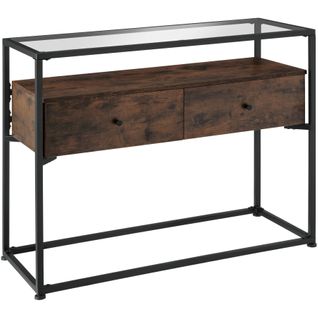 Table Console Style Industriel 101,5 X 41,5 X 80,5 Cm Bois Foncé