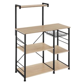 6 Étagères De Cuisine Style Industriel Et Panier Coulissant Bois Clair