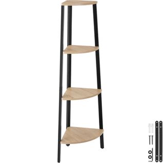 Étagère D’angle Style Industriel  34x34x125 Cm Bois Clair