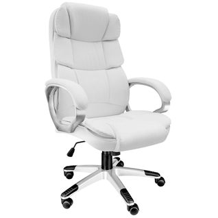 Fauteuil De Direction Rotatif 360° Avec Accoudoirs Réglables Blanc