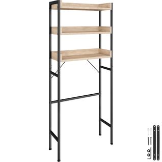 Étagère De Salle De Bain Avec 3 Étagères Style Industriel Bois Clair