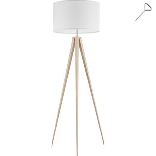 Lampadaire Abat-jour En Tissu Et Trépied Patins Doux Pour Le Sol Chêne