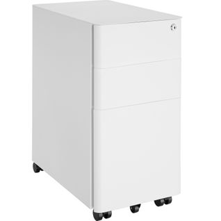 Caisson De Bureau à Roulettes En Acier Laqué Époxy Blanc