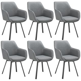 Lot 6 Fauteuils Pivotants Rembourrés Avec Accoudoirs Et Dossier Gris