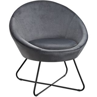 Fauteuil Cocktail Rond Et Rembourré Revêtement En Velours Anthracite
