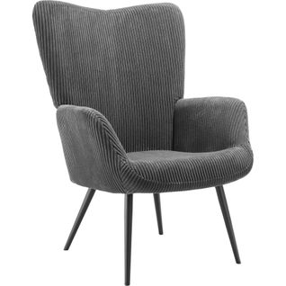 Fauteuil Rembourré Ergonomique Avec Revêtement Velours Gris/noir