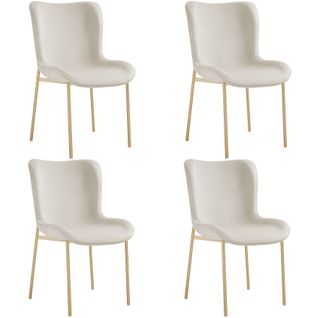 Lot de 4 Chaises Rembourrées Tessa - Velours Beige/doré