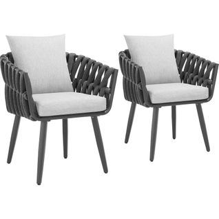 Lot De 2 Chaises Au Design Façon Cordage Gris Anthracite