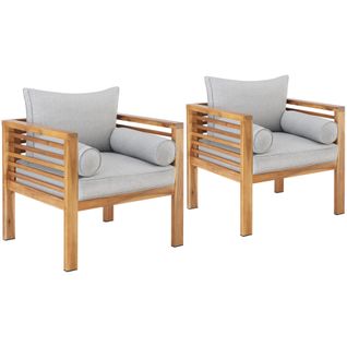 Lot De 2 Fauteuils Lounge De Jardin Lasurés Jusqu'à 120 Kg