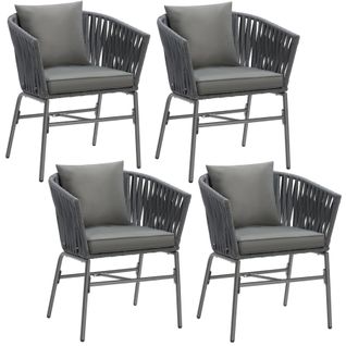 Ensemble De Chaises Au Design Corde Tressée Gris Foncé/gris Foncé Ensemble De 4 Pièces