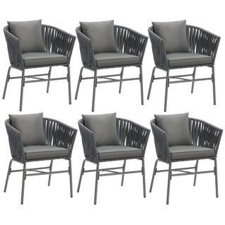 Ensemble De Chaises Au Design Corde Tressée Gris Foncé/gris Foncé Lot De 6