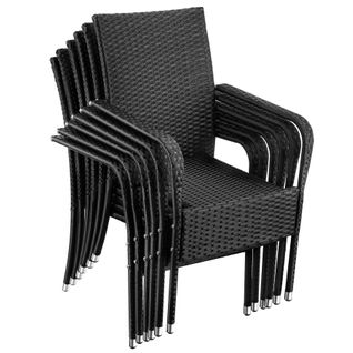 Chaise En Résine Tressée Résistante Et Durable Noir Ensemble De 6