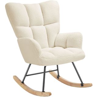 Fauteuil à Bascule Rembourré Avec Grand Dossier Beige