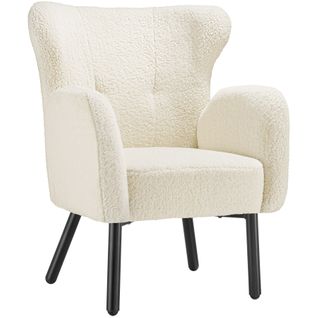 Fauteuil Rembourré Avec Tissu Bouclé Et Assise Ergonomique