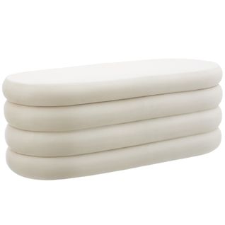 Banc Rembourré Avec Espace De Rangement Velours Crème/blanc