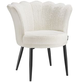 Fauteuil Rembourrage Épais Revêtement Fourrure Synthétique Crème/noir