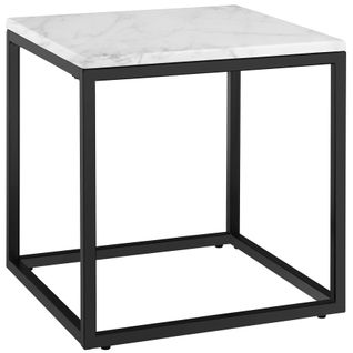 Table D'appoint En Marbre Carrée Réglable En Hauteur Noir Et Blanc