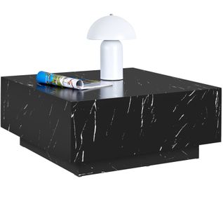 Table Basse En Bois Mdf Sans Montage 80 X 80 X 35 Cm Aspect Marbre