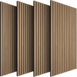 Lot De 4 Panneaux Acoustiques Aspect Bois 60 X 120 X 2,1 Cm Chêne
