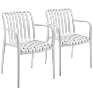 Lot 2 Chaises De Jardin Empilables Résistantes Aux Intempéries Crème