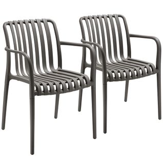 Lot 2 Chaises De Jardin Empilables Et Résistantes Aux Intempéries Gris