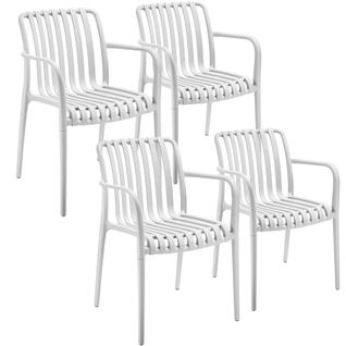 Lot 4 Chaises De Jardin Empilables Résistantes Aux Intempéries Crème