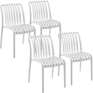 Lot 4 Chaises De Jardin Résistantes Intempéries Empilables Crème