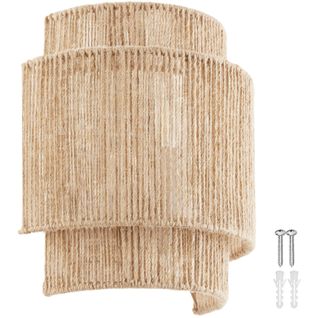 Applique Murale En Jute Avec Structure En Acier Style Bohème 40w