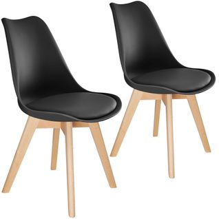 Lot 2 Chaises Salle à Manger Style Scandinave Forme Ergonomique Noir