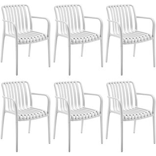 Lot 6 Chaises De Jardin Empilables Résistantes Aux Intempéries Crème