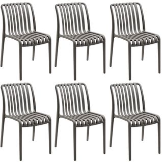 Lot 6 Chaises De Jardin Résistantes Intempéries Empilables Anthracite