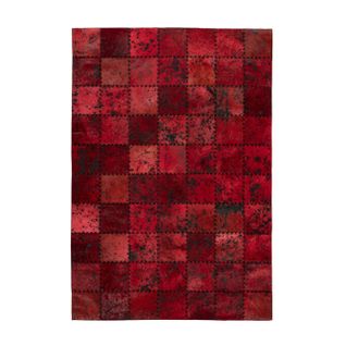 Tapis Patchwork En Cuir Fait Main "voila" Rouge 160 X 230 Cm