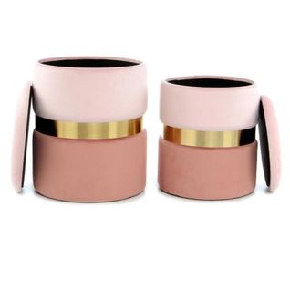 Lot De 2 Poufs et Coffres De Rangement "zora" 44cm Rose