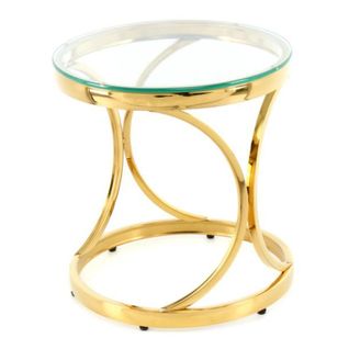 Table D'appoint Design "weyda" 42cm Transparent et Or