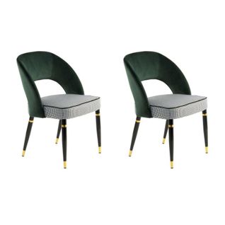 Lot De 2 Chaises En Velours "courtney" 83cm Vert et Or