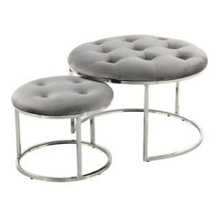 Lot De 2 Tabourets "becky" 60cm Gris et Argent