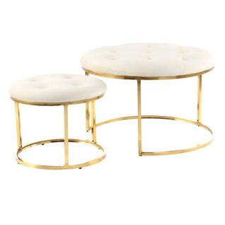Lot De 2 Tabourets "becky" 60cm Ivoire et Or