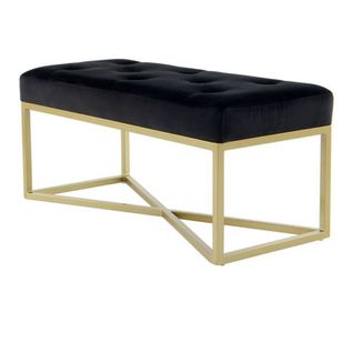 Banc Design Velours "cameron" 90cm Noir et Or