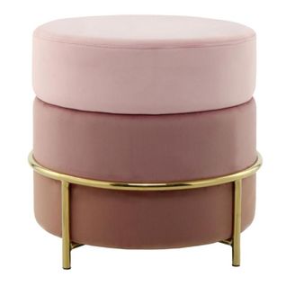 Pouf Rond Design En Velours "matilda" 48cm Rose