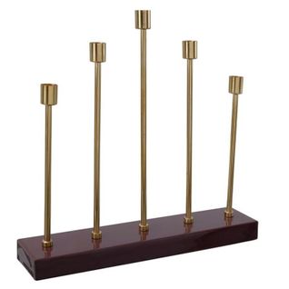 Bougeoir Design En Métal "limo" 40cm Bordeaux et Or