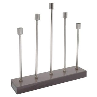 Bougeoir Design En Métal "limo" 40cm Gris et Argent
