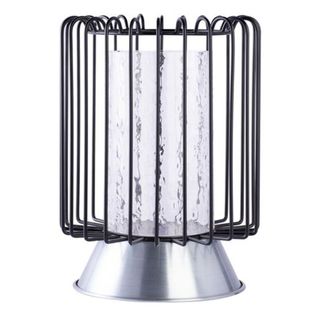 Bougeoir Rond Déco "malibu" 31cm Noir et Argent