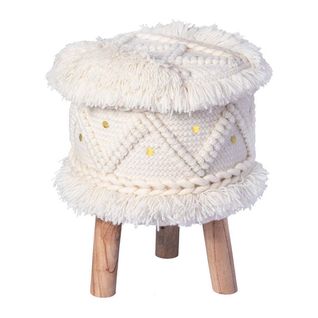 Tabouret Bohème Fait à La Main "bohist V" 50cm Crème