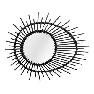 Miroir Mural Design En Rotin "aina" 58cm Noir